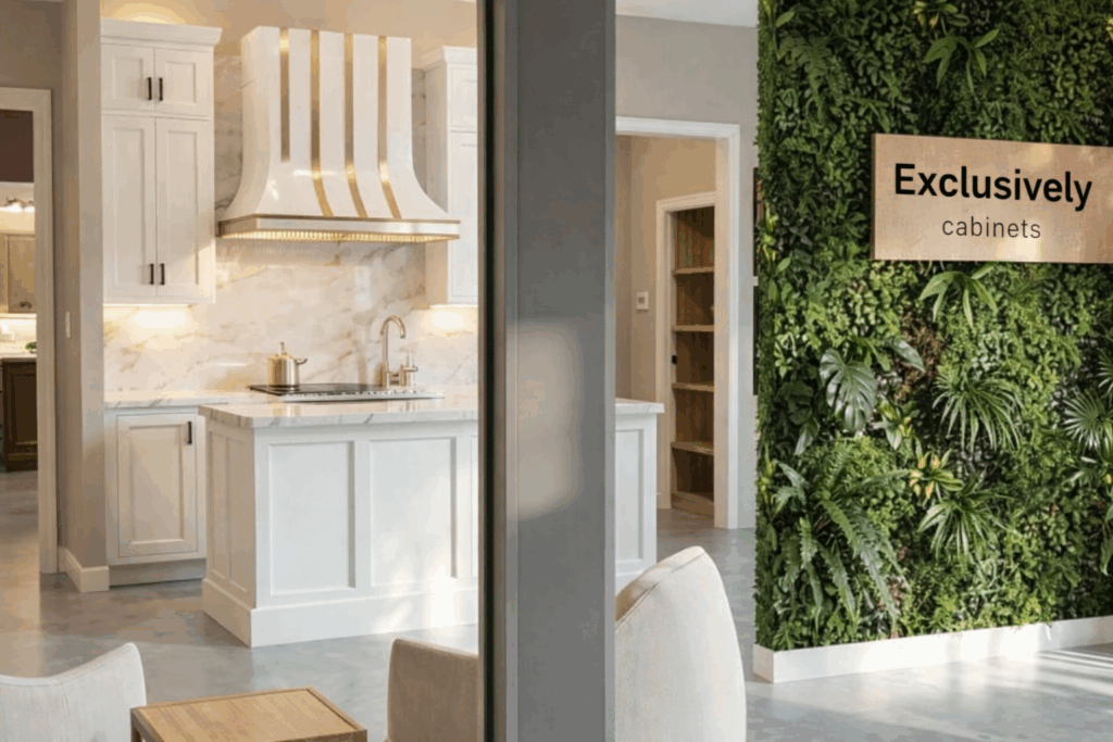 Example of the interior of a showroom for Exclusively Cabinets