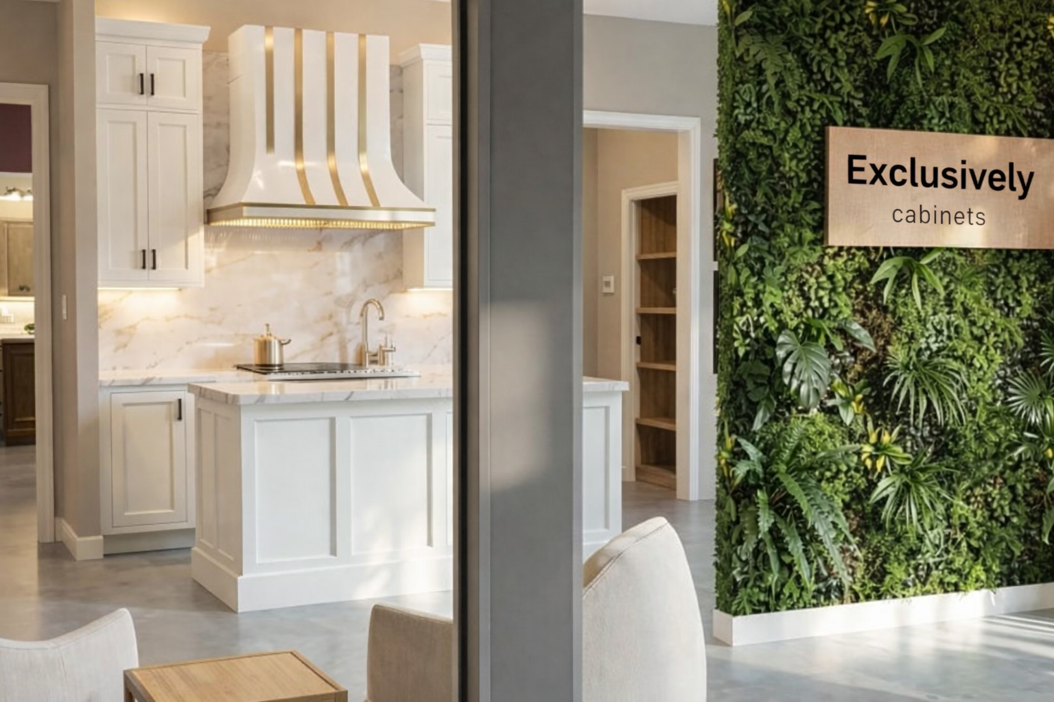 Example of the interior of a showroom for Exclusively Cabinets
