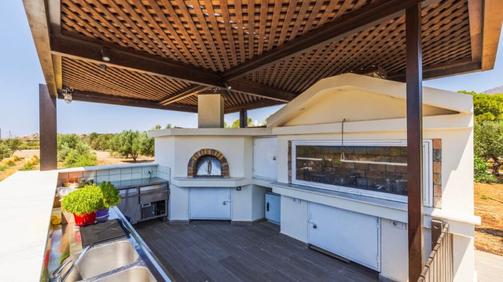 Outdoor kitchen cabinets at a home in Novi, MI