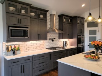 Modern Kitchen With dark cabinets 