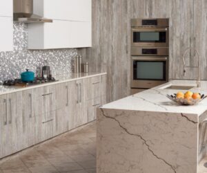 Marble Looking Kitchen Cabinet Design in Troy, MI